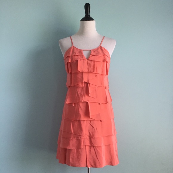 BCBGMaxAzria Dresses & Skirts - BCBGMaxAzria Coral Tired Ruffle Silk Dress
